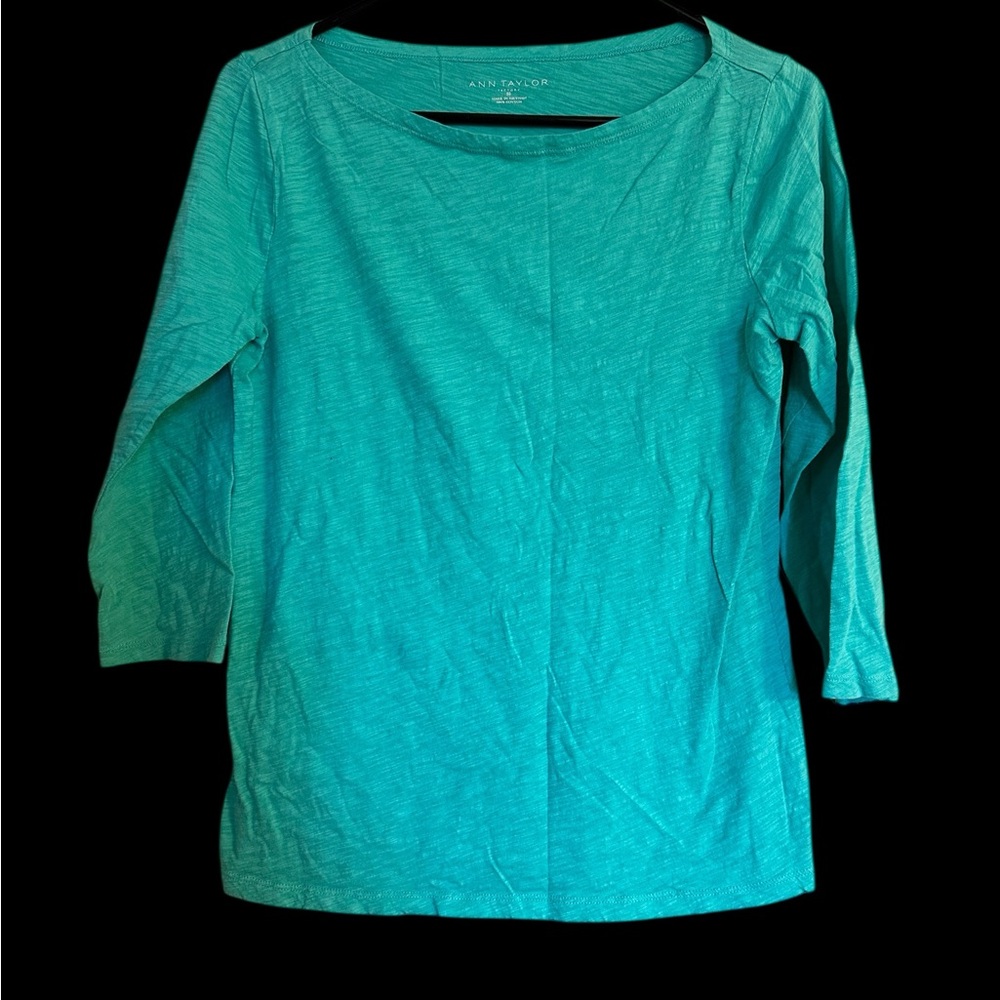 Ann Taylor Women's Turquoise 3/4 Sleeve Shirt